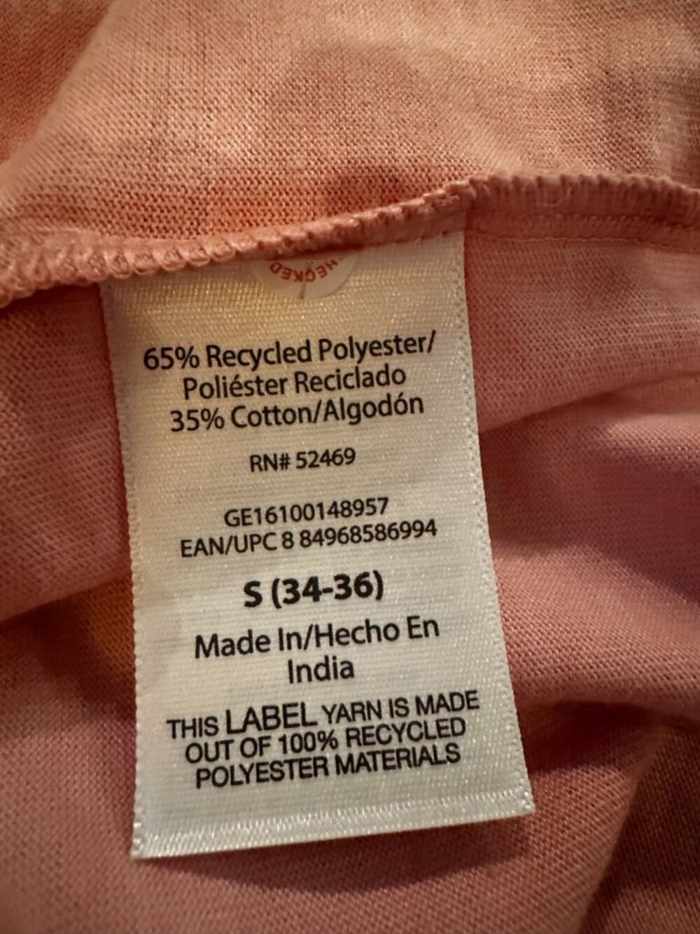 George Mens Moisture Wicking V Neck Tee Size Small 34-36 Dusty Rose Heather - Picture 7 of 7